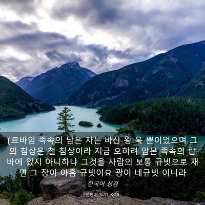 Picture 03 - 신명기 3:11 KOR - (르바임 족속의 남은 자는 바산 왕 옥 - Bible Verse Picture