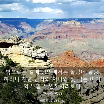 Picture 03 - 신명기 32:25 KOR - 밖으로는 칼에 방안에서는 놀람에 - Bible Verse Picture
