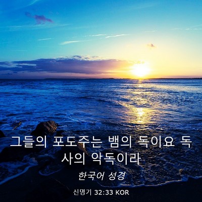 Picture 03 - 신명기 32:33 KOR - 그들의 포도주는 뱀의 독이요 독사의 - Bible Verse Picture