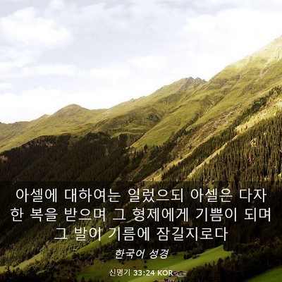 Picture 03 - 신명기 33:24 KOR - 아셀에 대하여는 일렀으되 아셀은 - Bible Verse Picture