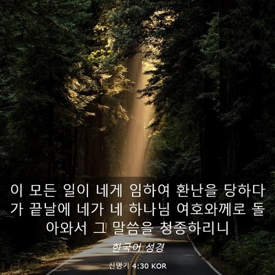 Picture 03 - 신명기 4:30 KOR - 이 모든 일이 네게 임하여 환난을 - Bible Verse Picture