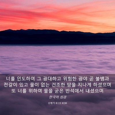 Picture 03 - 신명기 8:15 KOR - 너를 인도하여 그 광대하고 위험한 - Bible Verse Picture
