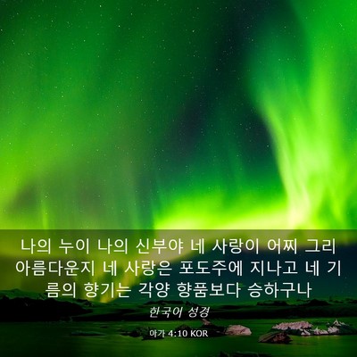 Picture 03 - 아가 4:10 KOR - 나의 누이 나의 신부야 네 사랑이 - Bible Verse Picture