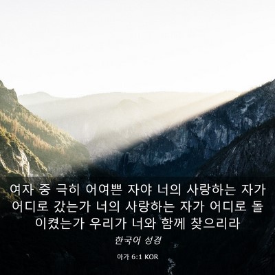 Picture 03 - 아가 6:1 KOR - 여자 중 극히 어여쁜 자야 너의 - Bible Verse Picture