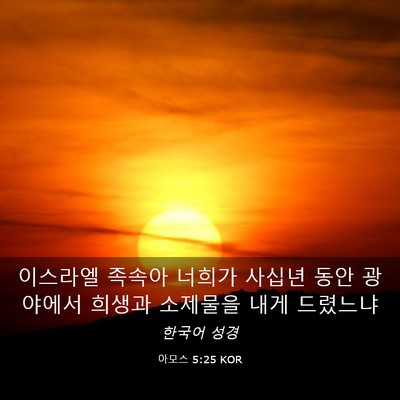 Picture 03 - 아모스 5:25 KOR - 이스라엘 족속아 너희가 사십년 동안 - Bible Verse Picture