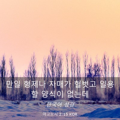 Picture 03 - 야고보서 2:15 KOR - 만일 형제나 자매가 헐벗고 일용할 - Bible Verse Picture
