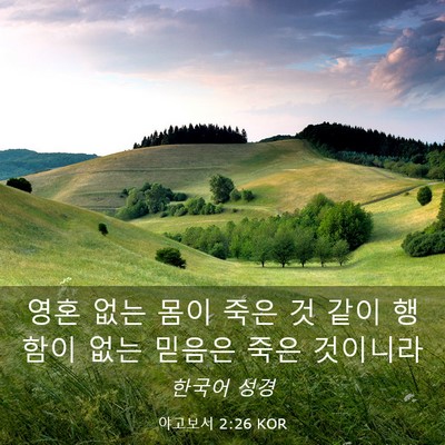 Picture 03 - 야고보서 2:26 KOR - 영혼 없는 몸이 죽은 것 같이 행함이 - Bible Verse Picture