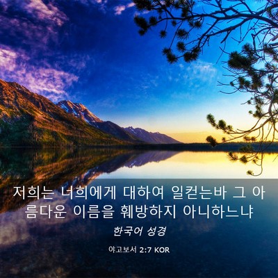 Picture 03 - 야고보서 2:7 KOR - 저희는 너희에게 대하여 일컫는바 그 - Bible Verse Picture