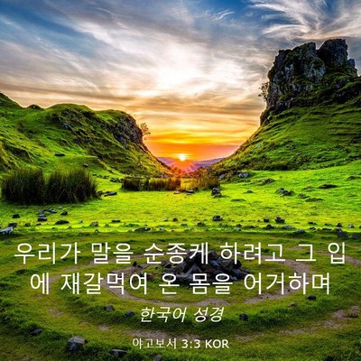 Picture 03 - 야고보서 3:3 KOR - 우리가 말을 순종케 하려고 그 입에 - Bible Verse Picture