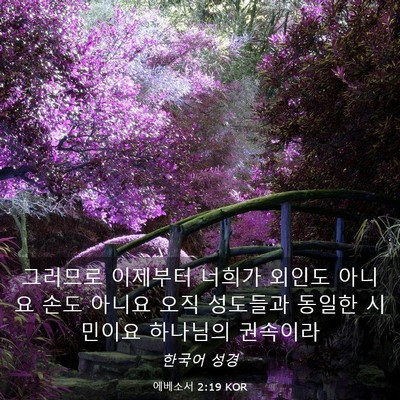 Picture 03 - 에베소서 2:19 KOR - 그러므로 이제부터 너희가 외인도 - Bible Verse Picture