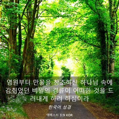 Picture 03 - 에베소서 3:9 KOR - 영원부터 만물을 창조하신 하나님 - Bible Verse Picture