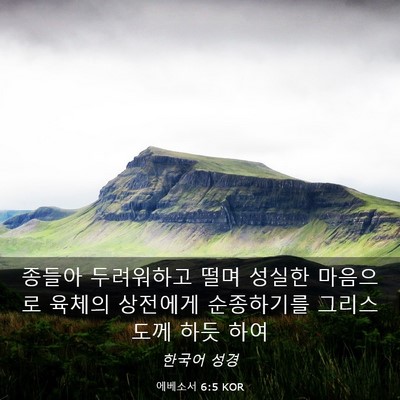 Picture 03 - 에베소서 6:5 KOR - 종들아 두려워하고 떨며 성실한 - Bible Verse Picture