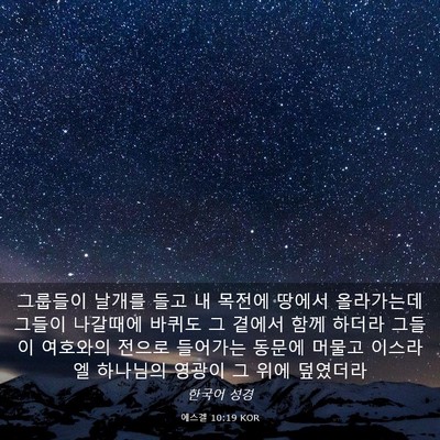 Picture 03 - 에스겔 10:19 KOR - 그룹들이 날개를 들고 내 목전에 - Bible Verse Picture