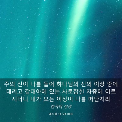 Picture 03 - 에스겔 11:24 KOR - 주의 신이 나를 들어 하나님의 신의 - Bible Verse Picture