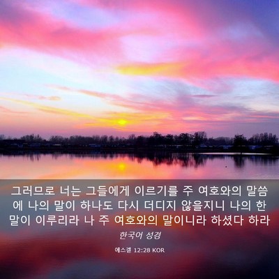 Picture 03 - 에스겔 12:28 KOR - 그러므로 너는 그들에게 이르기를 주 - Bible Verse Picture
