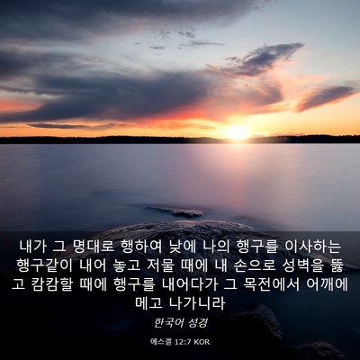 Picture 03 - 에스겔 12:7 KOR - 내가 그 명대로 행하여 낮에 나의 - Bible Verse Picture