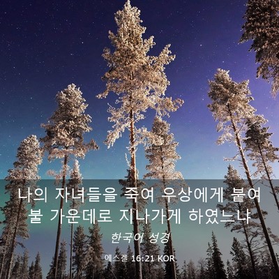Picture 03 - 에스겔 16:21 KOR - 나의 자녀들을 죽여 우상에게 붙여 - Bible Verse Picture