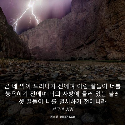 Picture 03 - 에스겔 16:57 KOR - 곧 네 악이 드러나기 전에며 아람 - Bible Verse Picture