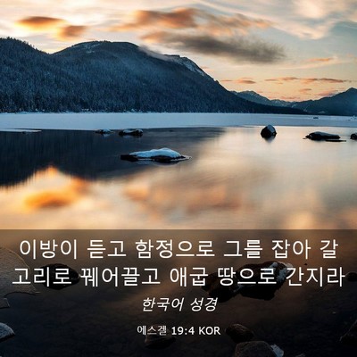 Picture 03 - 에스겔 19:4 KOR - 이방이 듣고 함정으로 그를 잡아 - Bible Verse Picture