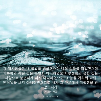 Picture 03 - 에스겔 22:26 KOR - 그 제사장들은 내 율법을 범하였으며 - Bible Verse Picture