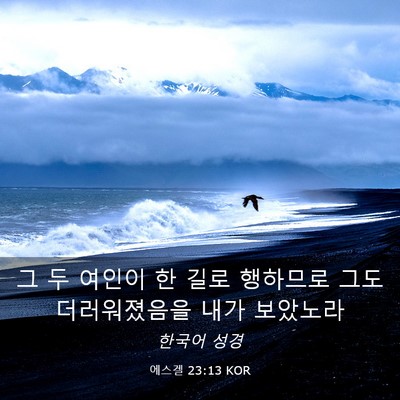 Picture 03 - 에스겔 23:13 KOR - 그 두 여인이 한 길로 행하므로 그도 - Bible Verse Picture
