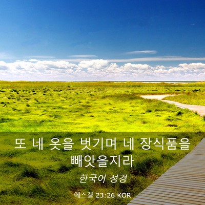Picture 03 - 에스겔 23:26 KOR - 또 네 옷을 벗기며 네 장식품을 - Bible Verse Picture