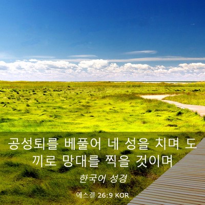 Picture 03 - 에스겔 26:9 KOR - 공성퇴를 베풀어 네 성을 치며 - Bible Verse Picture