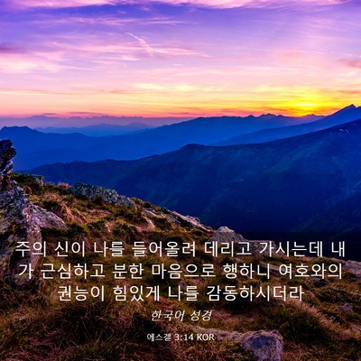 Picture 03 - 에스겔 3:14 KOR - 주의 신이 나를 들어올려 데리고 - Bible Verse Picture