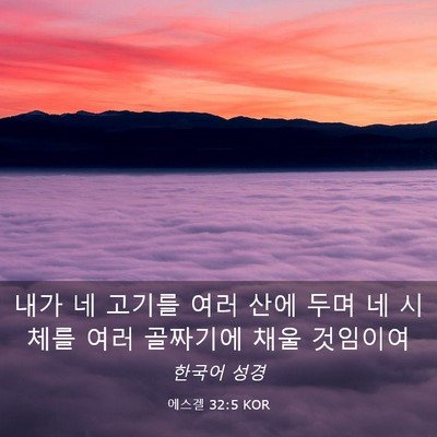 Picture 03 - 에스겔 32:5 KOR - 내가 네 고기를 여러 산에 두며 네 - Bible Verse Picture