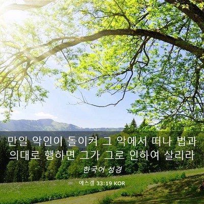 Picture 03 - 에스겔 33:19 KOR - 만일 악인이 돌이켜 그 악에서 떠나 - Bible Verse Picture