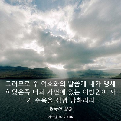 Picture 03 - 에스겔 36:7 KOR - 그러므로 주 여호와의 말씀에 내가 - Bible Verse Picture