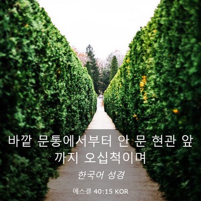 Picture 03 - 에스겔 40:15 KOR - 바깥 문통에서부터 안 문 현관 - Bible Verse Picture