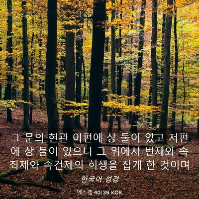 Picture 03 - 에스겔 40:39 KOR - 그 문의 현관 이편에 상 둘이 있고 - Bible Verse Picture