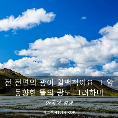Picture 03 - 에스겔 41:14 KOR - 전 전면의 광이 일백척이요 그 앞 - Bible Verse Picture