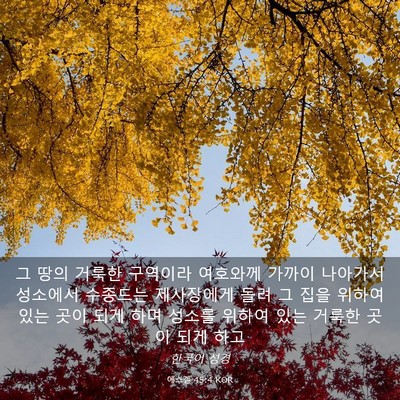 Picture 03 - 에스겔 45:4 KOR - 그 땅의 거룩한 구역이라 여호와께 - Bible Verse Picture