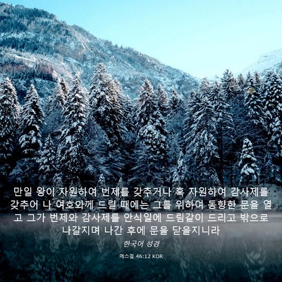 Picture 03 - 에스겔 46:12 KOR - 만일 왕이 자원하여 번제를 갖추거나 - Bible Verse Picture