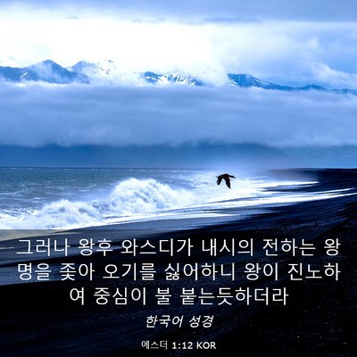Picture 03 - 에스더 1:12 KOR - 그러나 왕후 와스디가 내시의 전하는 - Bible Verse Picture