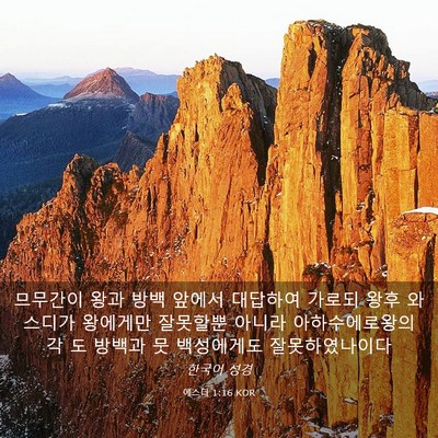 Picture 03 - 에스더 1:16 KOR - 므무간이 왕과 방백 앞에서 대답하여 - Bible Verse Picture