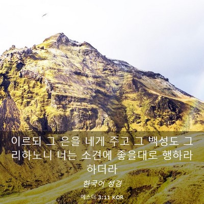 Picture 03 - 에스더 3:11 KOR - 이르되 그 은을 네게 주고 그 백성도 - Bible Verse Picture
