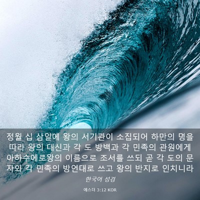 Picture 03 - 에스더 3:12 KOR - 정월 십 삼일에 왕의 서기관이 - Bible Verse Picture
