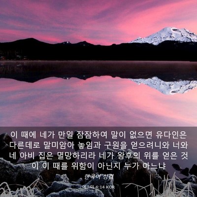 Picture 03 - 에스더 4:14 KOR - 이 때에 네가 만일 잠잠하여 말이 - Bible Verse Picture