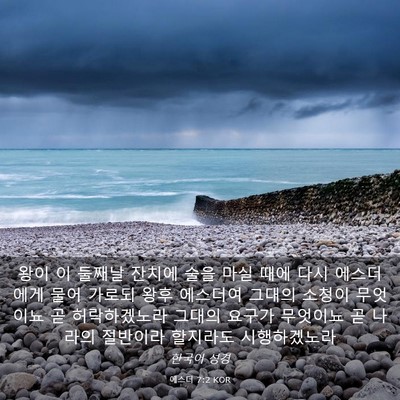 Picture 03 - 에스더 7:2 KOR - 왕이 이 둘째날 잔치에 술을 마실 - Bible Verse Picture