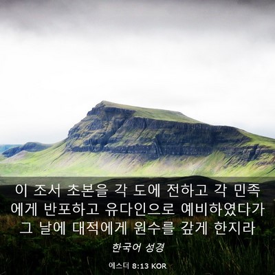 Picture 03 - 에스더 8:13 KOR - 이 조서 초본을 각 도에 전하고 각 - Bible Verse Picture