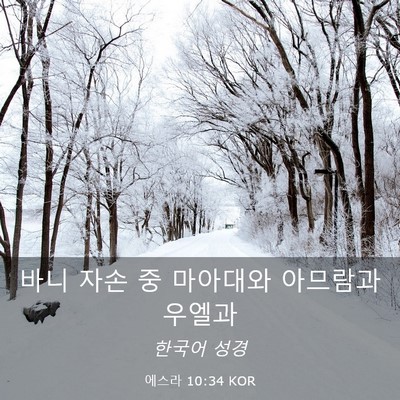 Picture 03 - 에스라 10:34 KOR - 바니 자손 중 마아대와 아므람과 - Bible Verse Picture