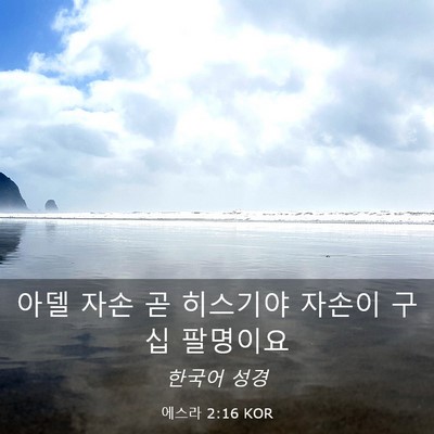 Picture 03 - 에스라 2:16 KOR - 아델 자손 곧 히스기야 자손이 구십 - Bible Verse Picture