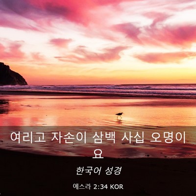 Picture 03 - 에스라 2:34 KOR - 여리고 자손이 삼백 사십 - Bible Verse Picture
