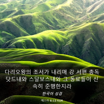 Picture 03 - 에스라 6:13 KOR - 다리오왕의 조서가 내리매 강 서편 - Bible Verse Picture