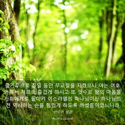 Picture 03 - 에스라 6:22 KOR - 즐거우므로 칠일 동안 무교절을 - Bible Verse Picture