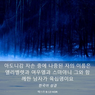Picture 03 - 에스라 8:13 KOR - 아도니감 자손 중에 나중된 자의 - Bible Verse Picture