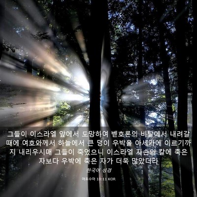 Picture 03 - 여호수아 10:11 KOR - 그들이 이스라엘 앞에서 도망하여 - Bible Verse Picture